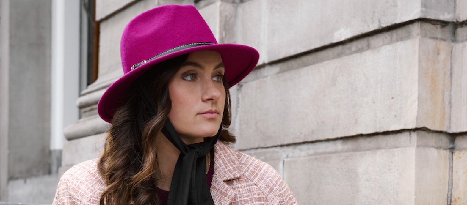 Bronte Cleo vilt fedora hoed voor vrouwen in fuchsia roze 