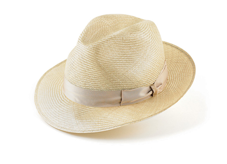Borsalino - handgevlochten Parasisal stro fedora hoed- beige