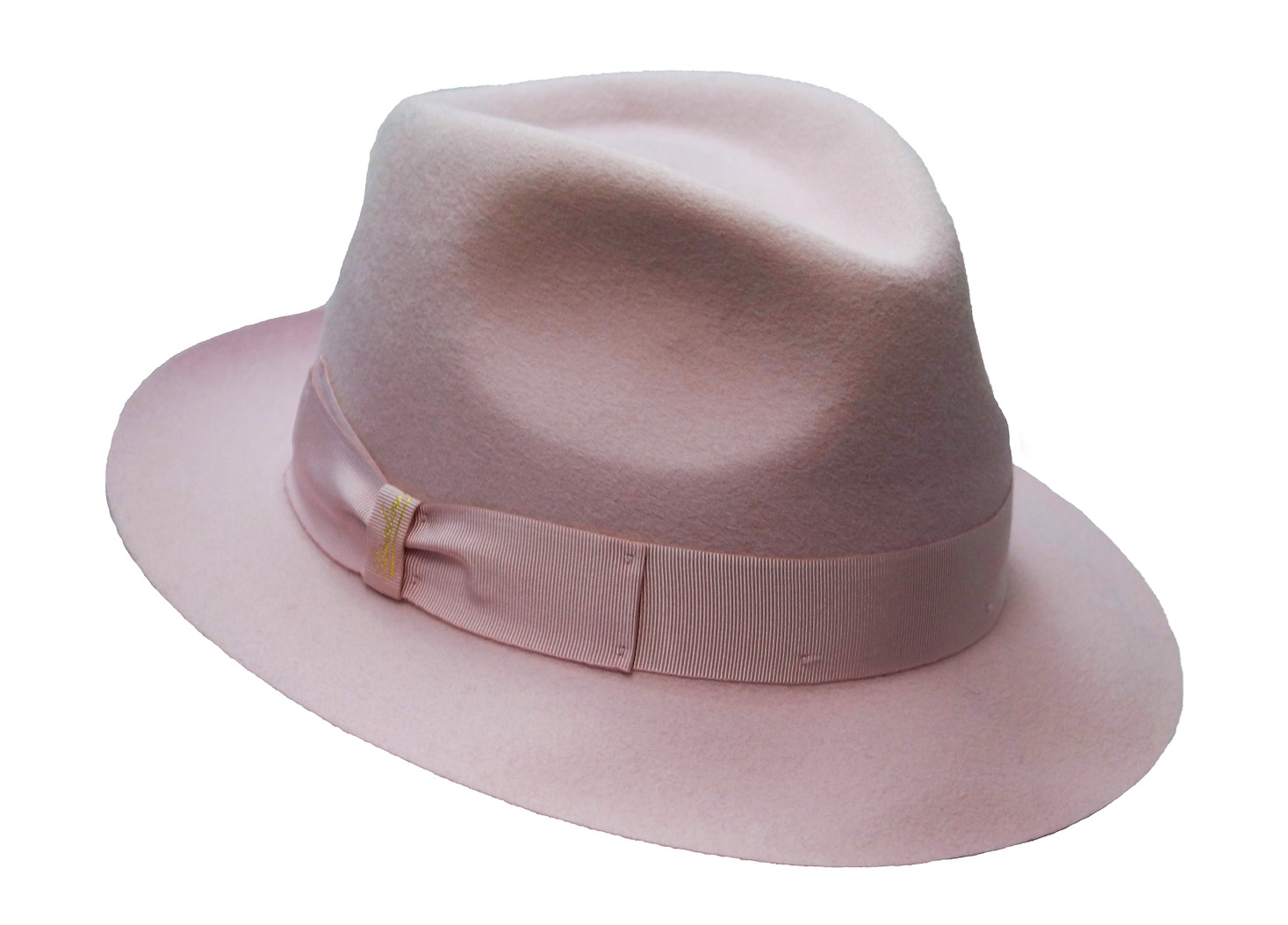 Borsalino- dames haarvilt fedora hoed met medium rand- pastel roze