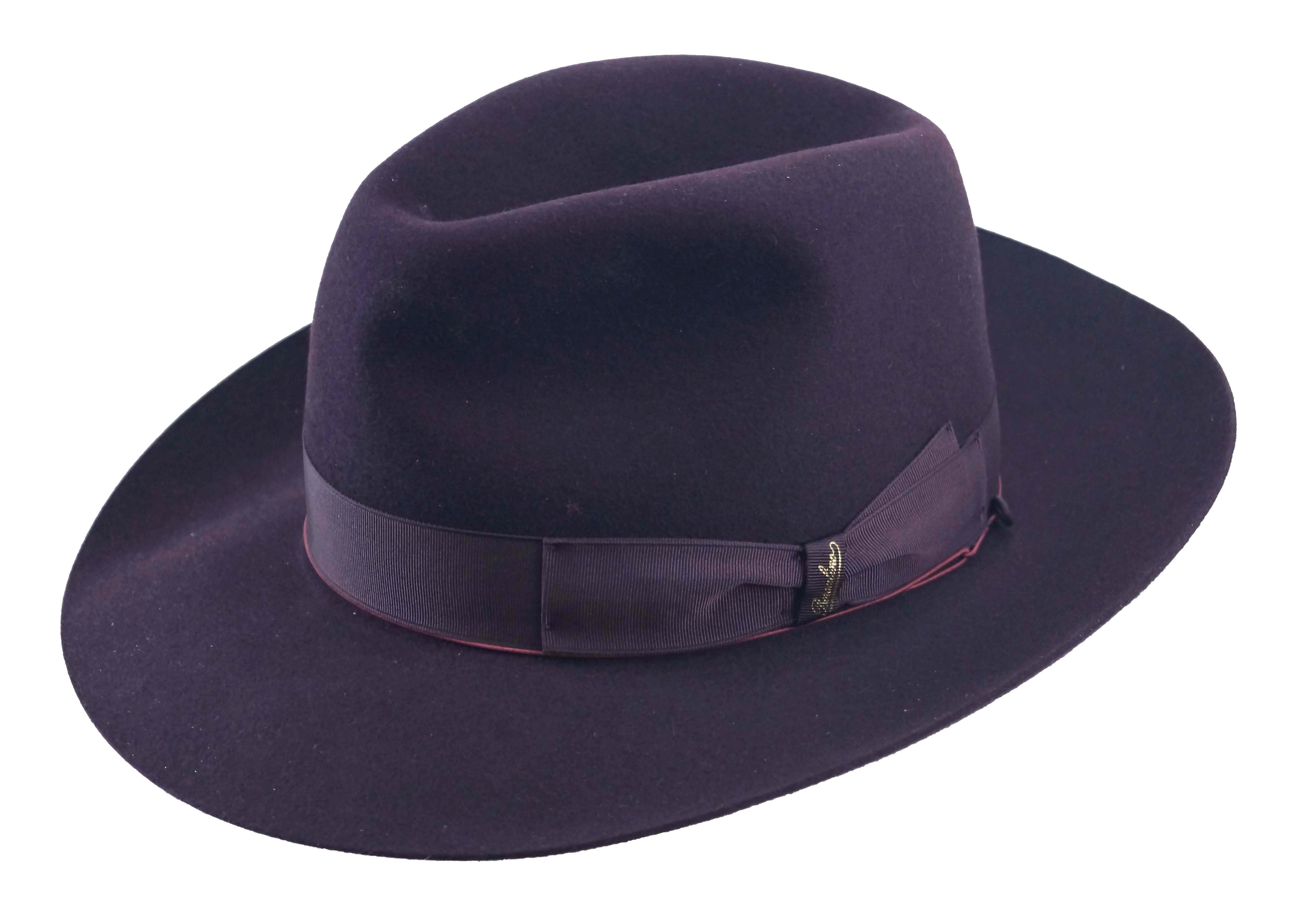 Borsalino- Grande Classico-haarvilt fedora hoed-paars