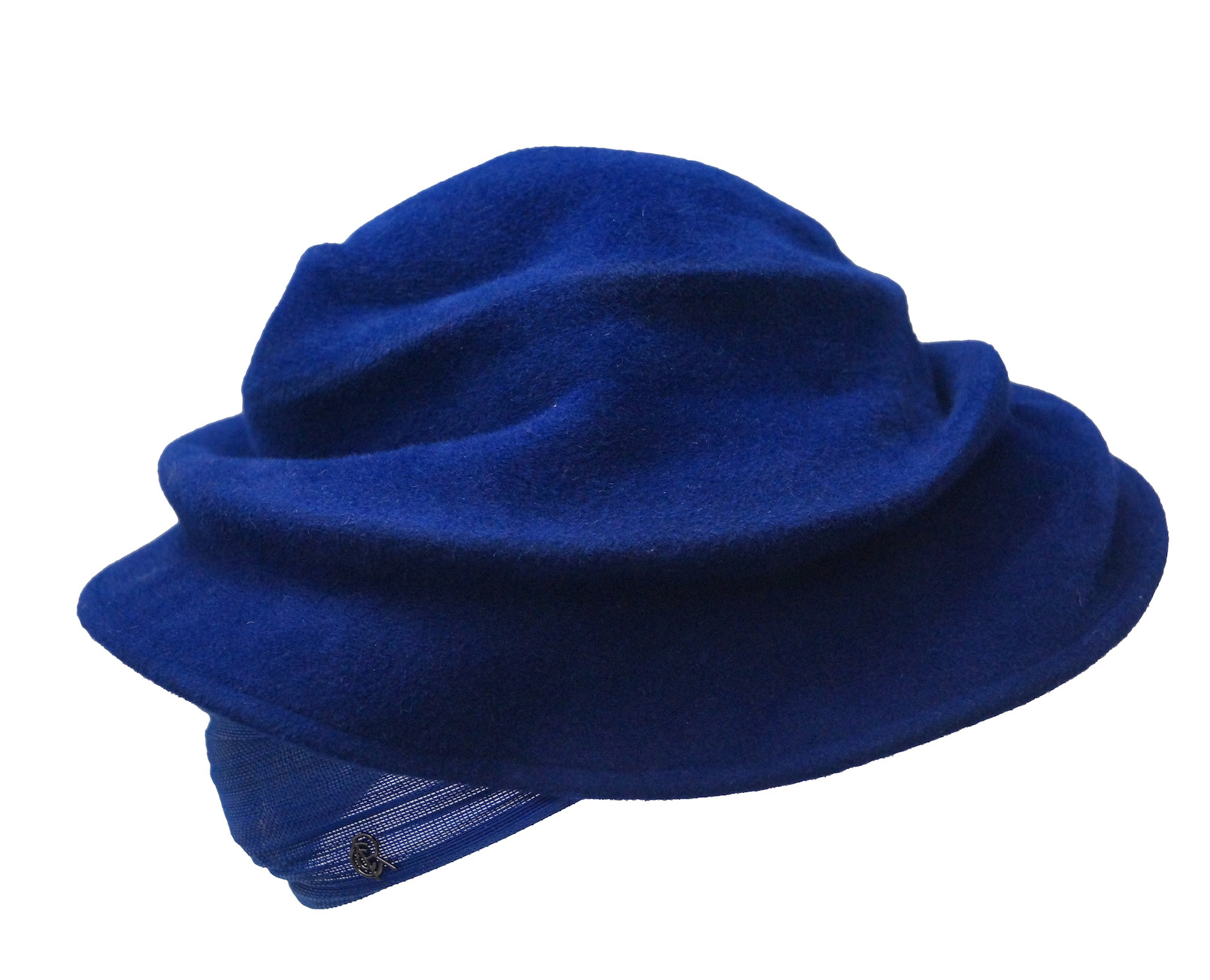 Celine Robert- Spitale-haarvilt en buntal turban - royal blue