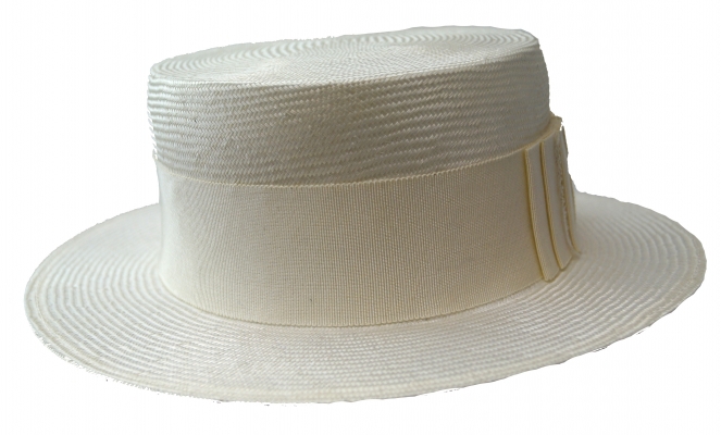 Philip Treacy - Parasisal stro hoed in boater stijl - ivoor kleur