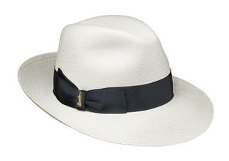 Borsalino- Panama fino stro fedora hoed - wit met zwarte ribsband