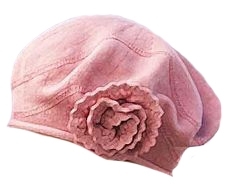Parkhurst- zomer baret met bloem decoratie- 100% katoen- roze 