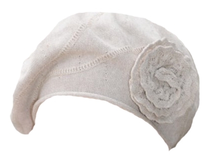 Parkhurst- zomer baret met bloem decoratie-100% katoen- wit