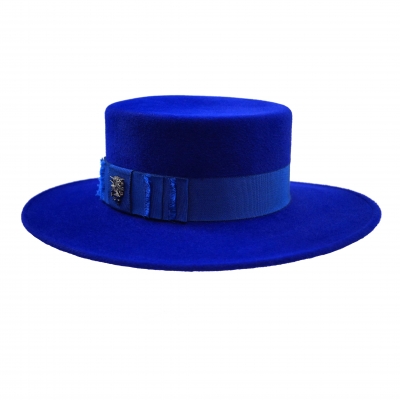 Philip Treacy - stijlvolle velour vilt boater hoed -koningsblauw