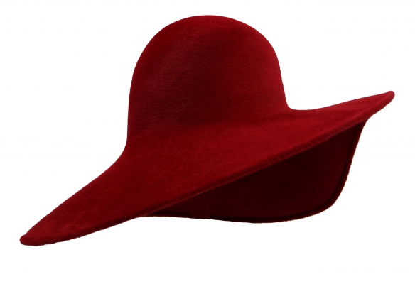 Philip Treacy - golvende capeline hoed in velour haar vilt - bordeaux rood